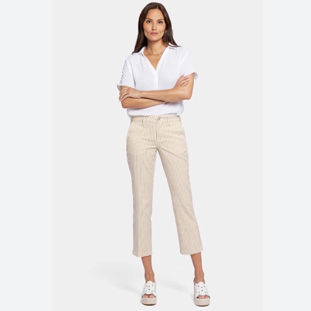 NWT NYDJ Straight Ankle Pants In Stretch Twill Sunbird Stripe